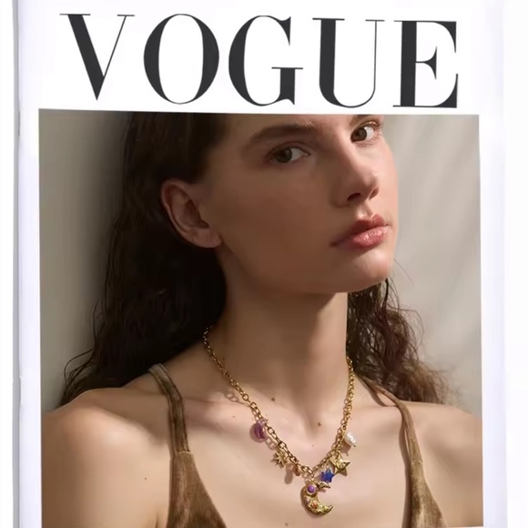 Moon Star Charms 18K Gold Stainless Steel Waterproof Necklace - Picture 7 of 12